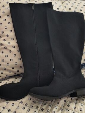 torrid Black Knee-High Stretch Boot with Low Block Heel